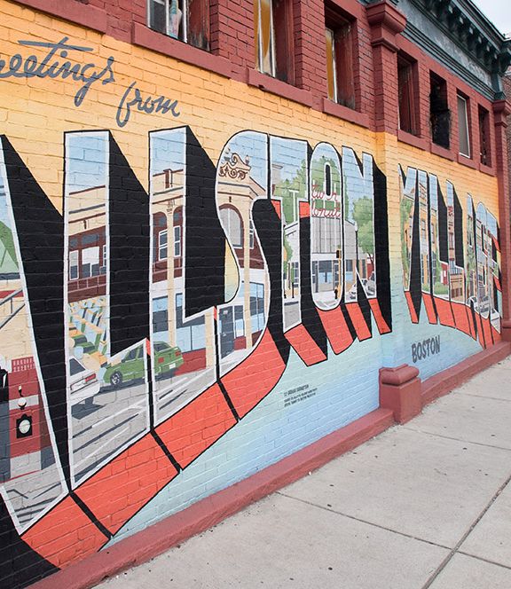 Greetings from Allston Village mural