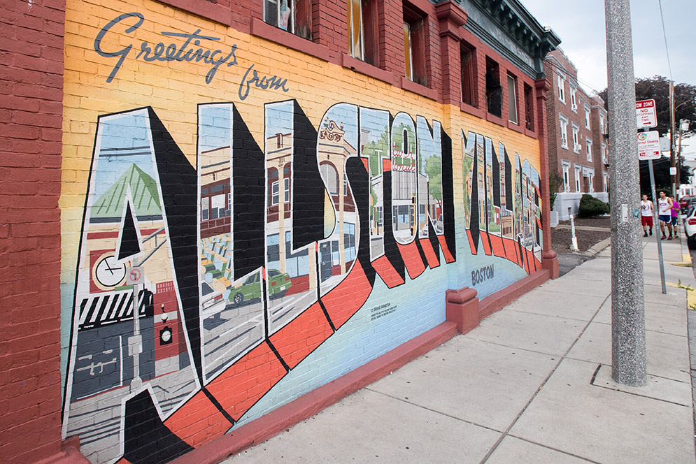 Greetings from Allston Village mural