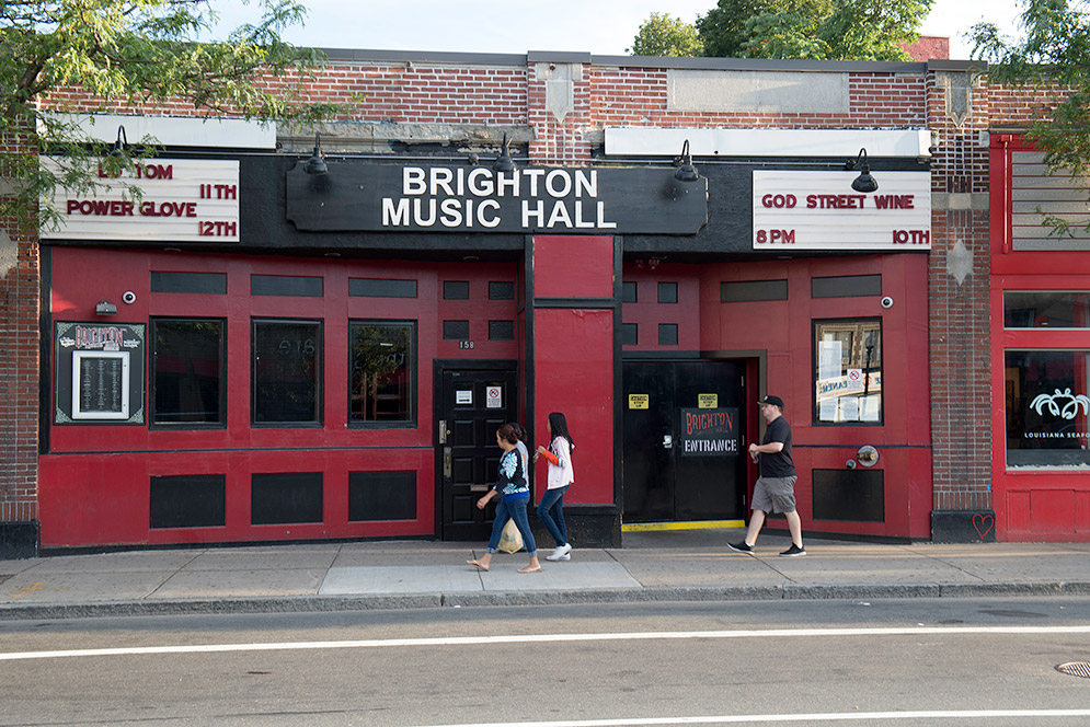 Exterior view of Brighton Music Hall rock club in Allston, MA