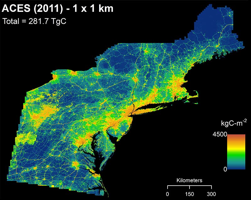 ACES CO2 map visualizing carbon dioxide CO2 emissions in Rhode Island