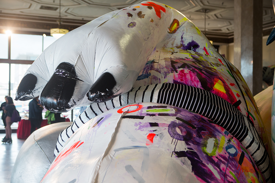 A paw, part of an inflatable art sculpture by Claire Ashley at her Crazy Female Foreigners Alive and Kicking exhibit at 808 Gallery