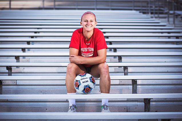 BU women’s soccer tri-captain Rachel Bloznalis (Sargent’17, SPH’19) overcame an injury-sidelined sophomore season to lead the Terriers this year.