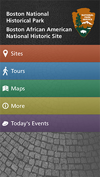 Screenshot of Boston National Park Service smartphone app