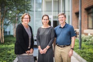 Portrait of Boston University faculty Pamela Templer, Lucy Hutyra, and Jonathan Levy