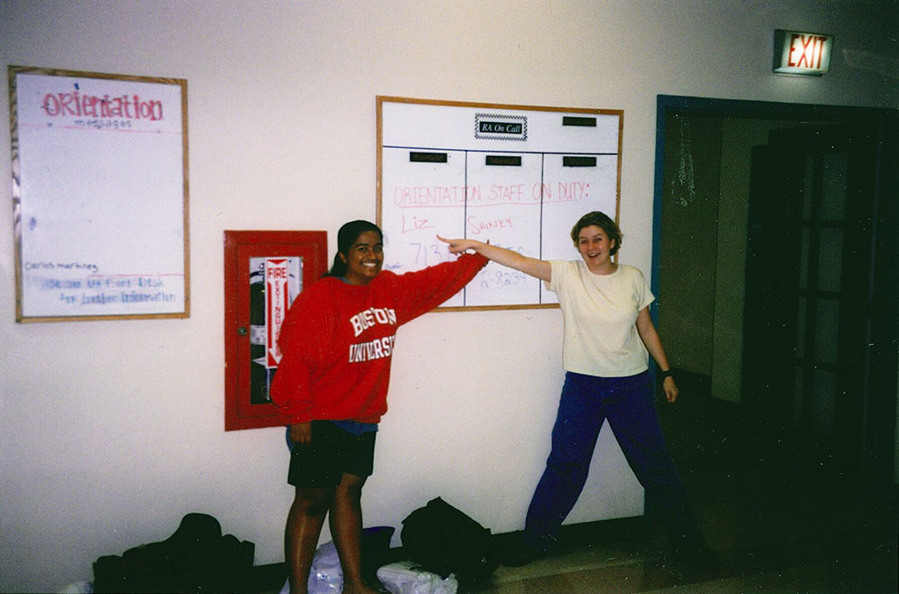 BU Director of Orientation Shiney James is pictured during her orientation as a student at boston university