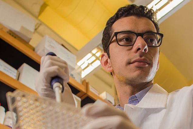 Synthetic biology researcher Ahmad "Mo" Khalil, assistant professor of biological engineering at Boston University, and researcher at the Boston University Biological Design Center