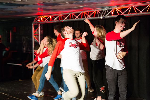 They get a kick out of improv comedy: Liquid Fun performing at BU Central last month. Photo by Michael D. Spencer