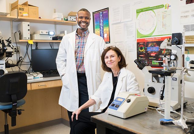 Dr. Kathy Morgan, a professor at Sargent College and Dr. Tyone Porter, pose for a photo