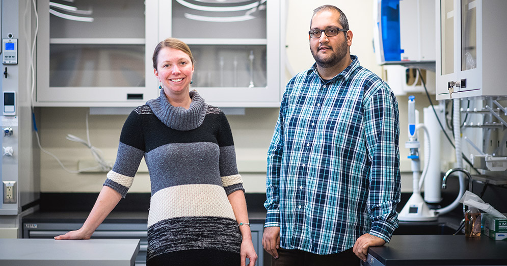 Diane Thompson, an assistant professor of Earth & environment, and postdoctoral researcher Hussein Sayani are analyzing coral cores from sites in the tropical Pacific to figure out the relationship between wind patterns and global climate change.