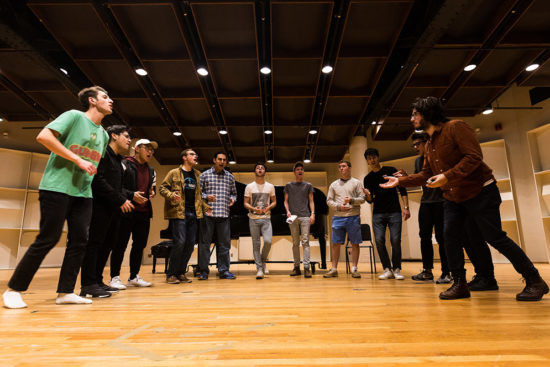 The Dear Abbeys a cappella group during a rehearsal for its 25th anniversary concert April 29. Photo by Alexandra Wimley (COM’17)