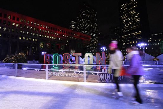 Boston Winter in City Hall Plaza