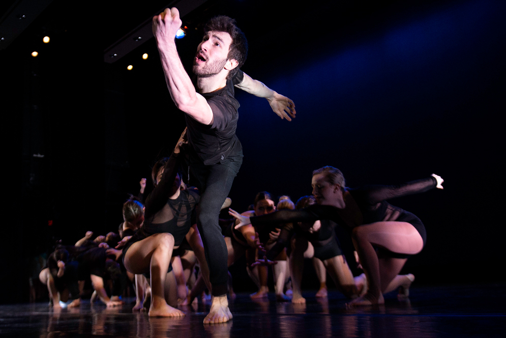 Performs on stage at a dress rehearsal for DanceWorks Boston 