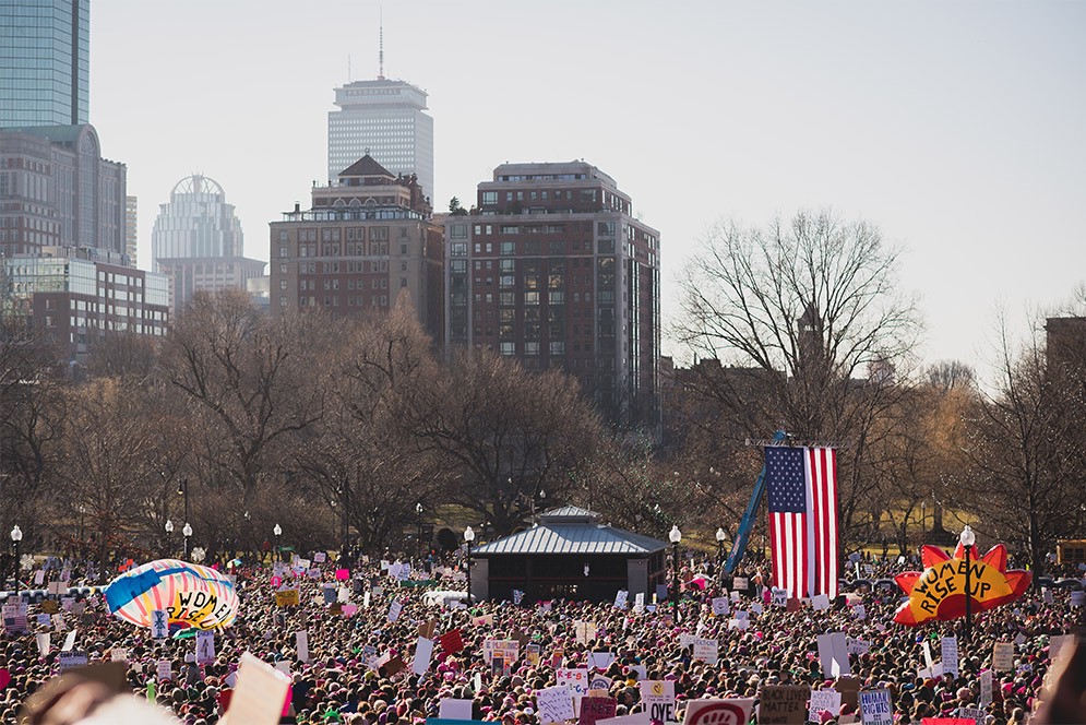 The Boston portion of the Women’s March drew a crowd estimated at 175,000 people. Photo by Jackie Ricciardi