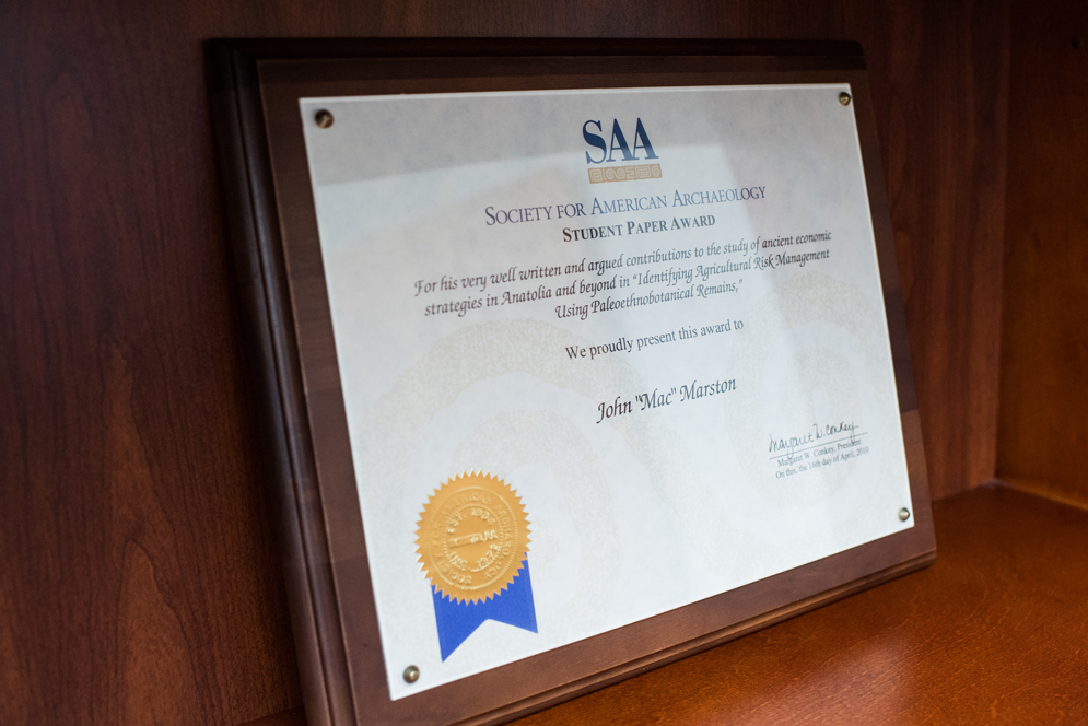 A Student Paper Award for the best paper presented at the Society for American Archaeology annual meeting in 2010