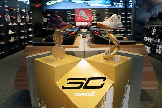 Curry4 sneakers in the Under Armour store in Boston