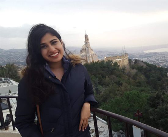 Devika Nadkarni poses for a photo during an educational trip working in Syrian refugee camps of Lebanon