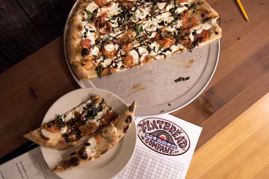 The veggie margarita pizza at Flatbread Brighton.