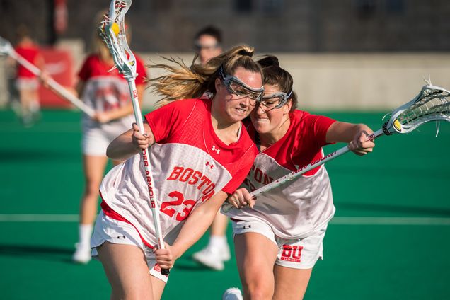 Women's Lacrosse practices on New Balance Field. 