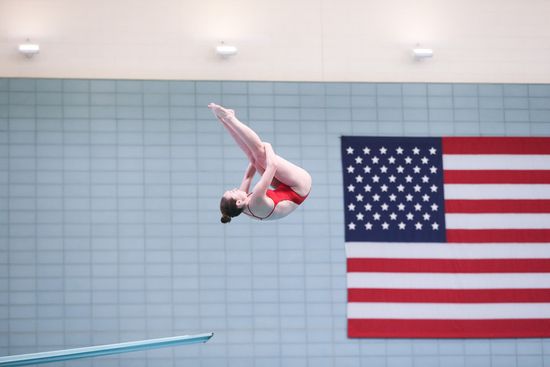 Diver Lizzie Tillo mid-air. 