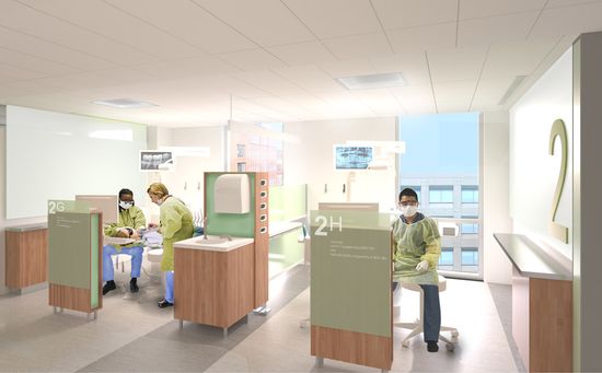 The building’s light-filled clinical and treatment areas will increase by 60 percent and will be more comfortable.