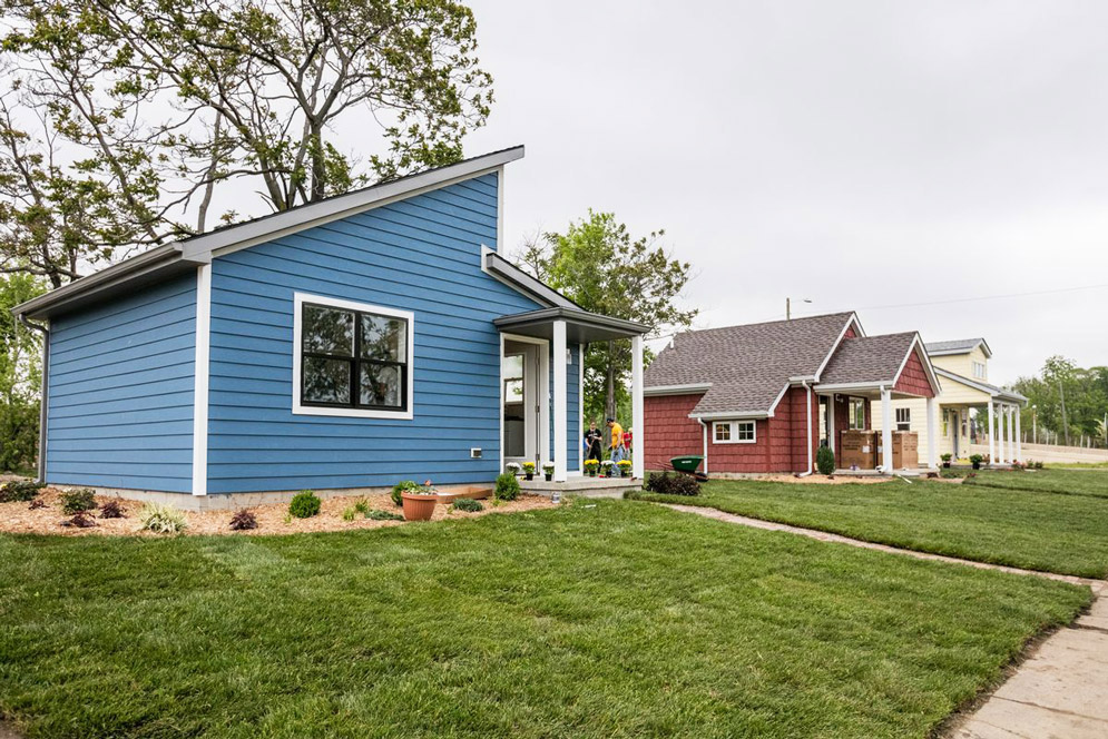 A row of Tiny Homes in Detroit