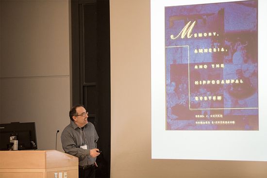 Marc Howard, professor of psychological and brain sciences at Boston University, gives a presentation at the Howard Eichenbaum symposium 