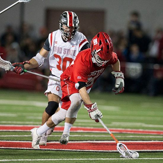 Cheer on the BU men’s lacrosse team at Nickerson Field on Saturday, March 10, when they take on Colgate. Photo courtesy of BU Athletics