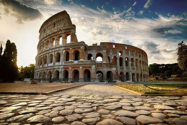 The Roman Colosseum at Dawn.