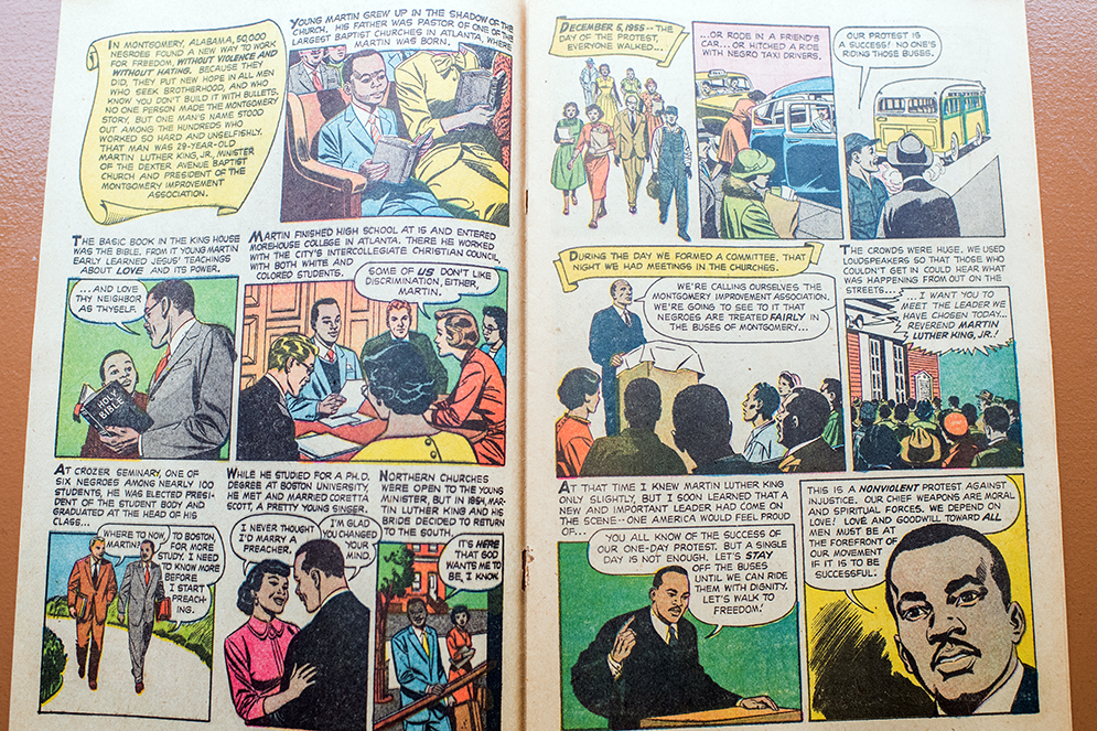 MLK’s personal copy of the Montgomery story comic book, a how-to for peaceful protest based on the work of Gandhi.