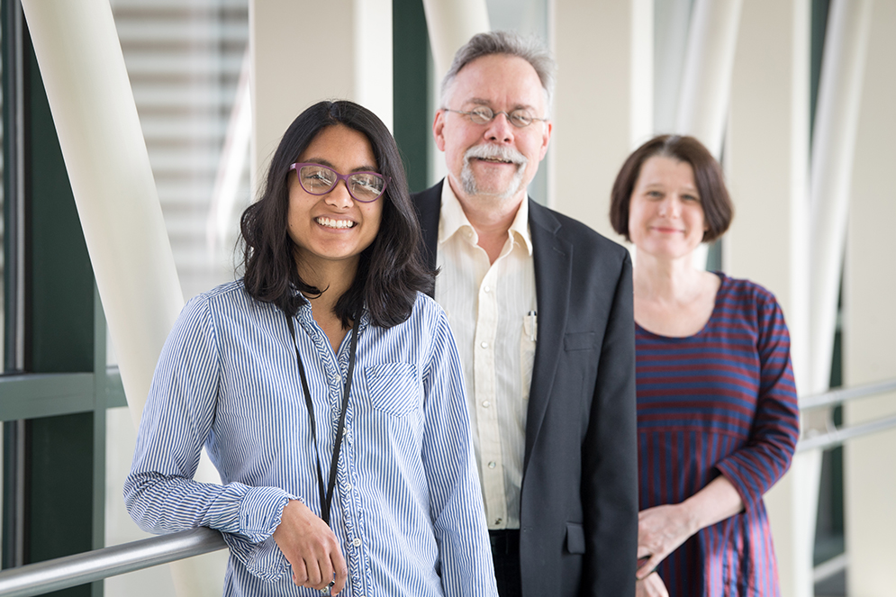 Stephanie Pavlovich, left, Elke Muhlberger, right, and Tom Kepler at NEIDL have a paper coming out in Cell about egyptian fruit bats, which harbor lots of nasty viruses like Marburg. By studying the bat genome, they found a key mechanism by which bats asymptomatically host viruses that are pathogenic in humans. Pavlovich was the lead writer