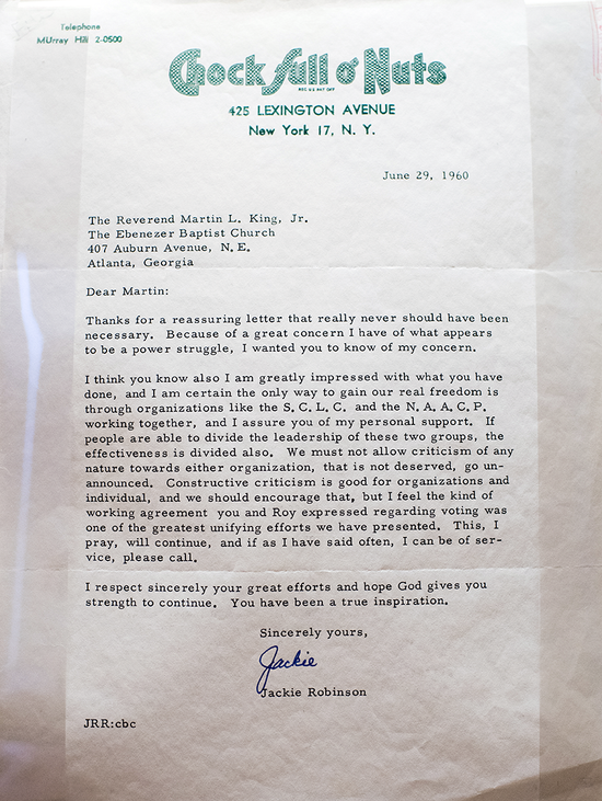 “You have been a true inspiration,” wrote Robinson, the first African American to play in Major League Baseball in the modern era.