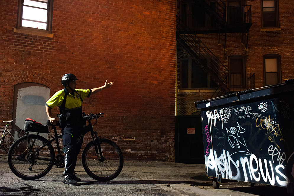 Graffiti taggers have covered a dumpster in the Fenway area with tags like X-Pils, Blush, and Why, just to make their mark.