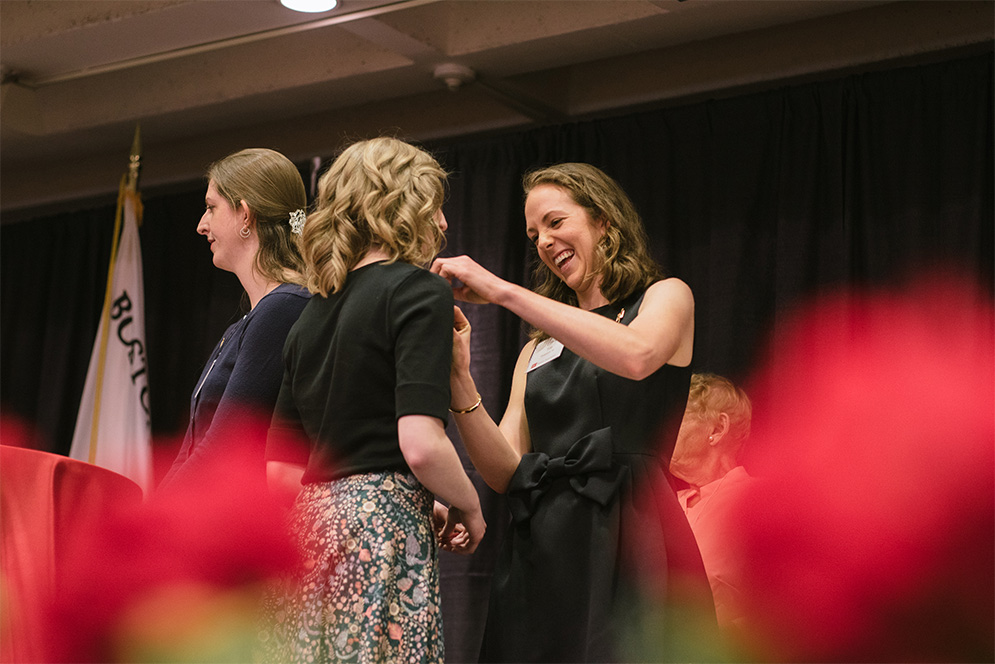 BU student Ana Sofia Brown is inducted into the Scarlet Key Honor Society.