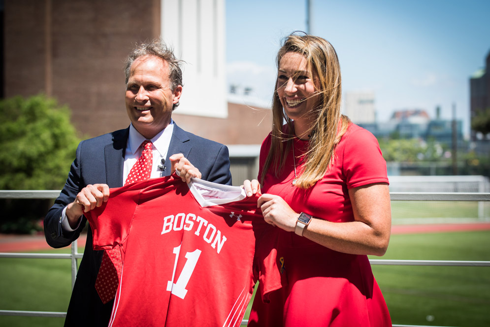 Lauren Morton as BU’s women’s lacrosse coach