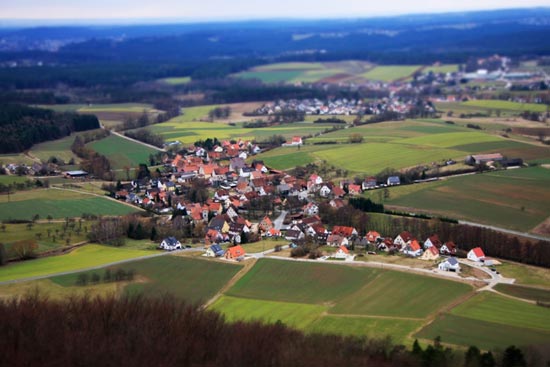 aerial view of a rural town