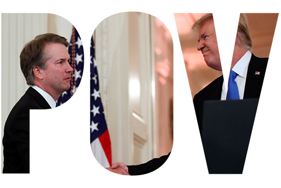 President Donald Trump shakes hands with Judge Brett Kavanaugh