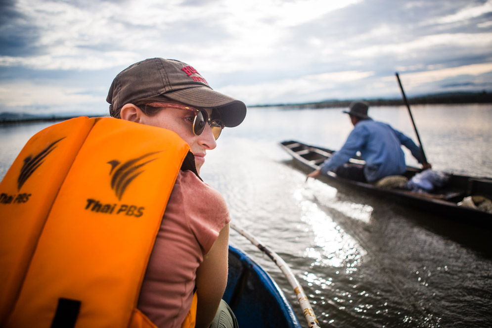 fishing in a boat