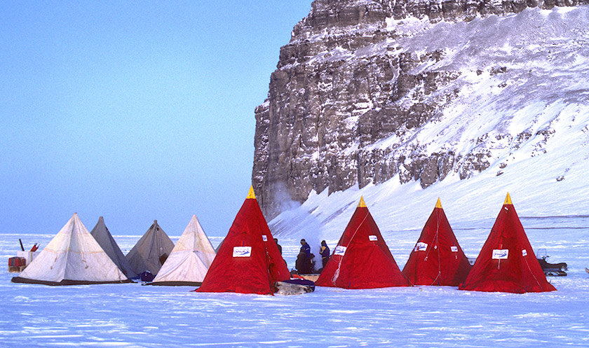 Researcher camp in the shadow of Beechey Island.