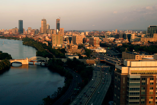 Boston city at dusk