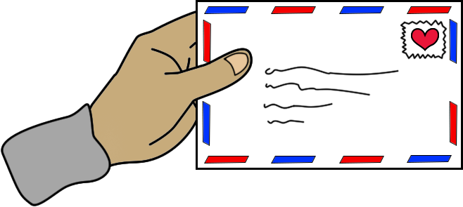 cartoon hand with envelope