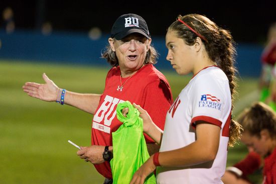 Head coach Nancy Feldman is just two wins away from her 300th BU career victory. Photo by Daryl Marshke