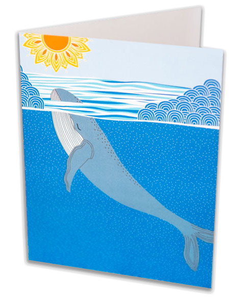 breaching whale greeting card