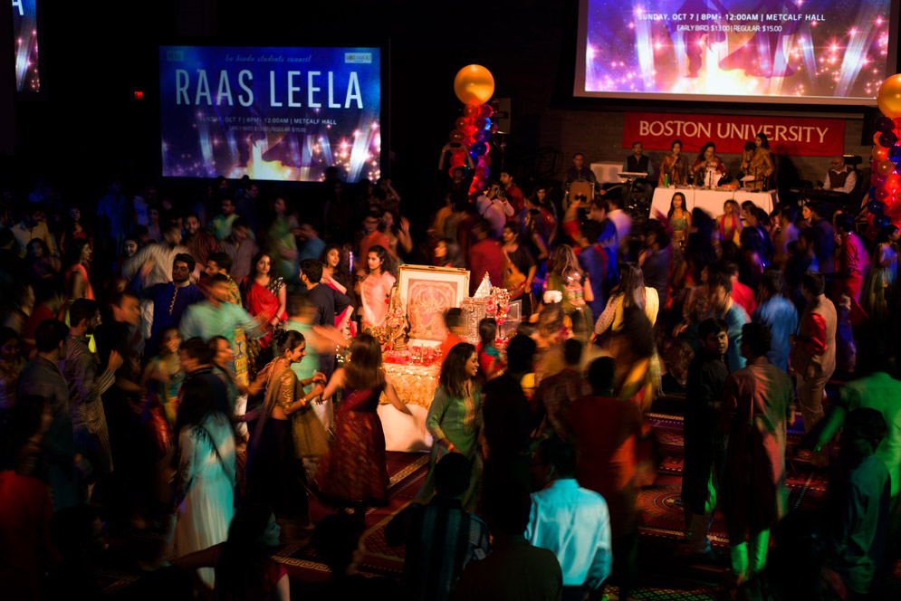 Hundreds of BU students and non-students alike dance at the Raas Leela festival