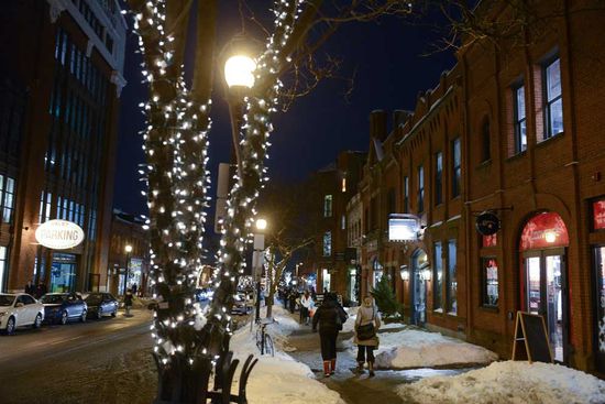 Newbury Street at night