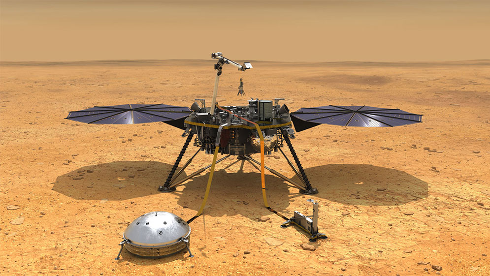 NASA artistic rendering of the InSight Lander vehicle on the Mars surface.