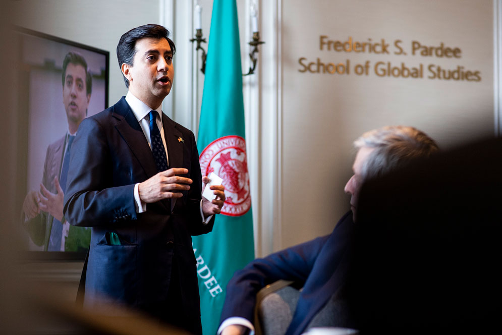 Pakistan's ambassador speaks at the BU Pardee School of Global Studies