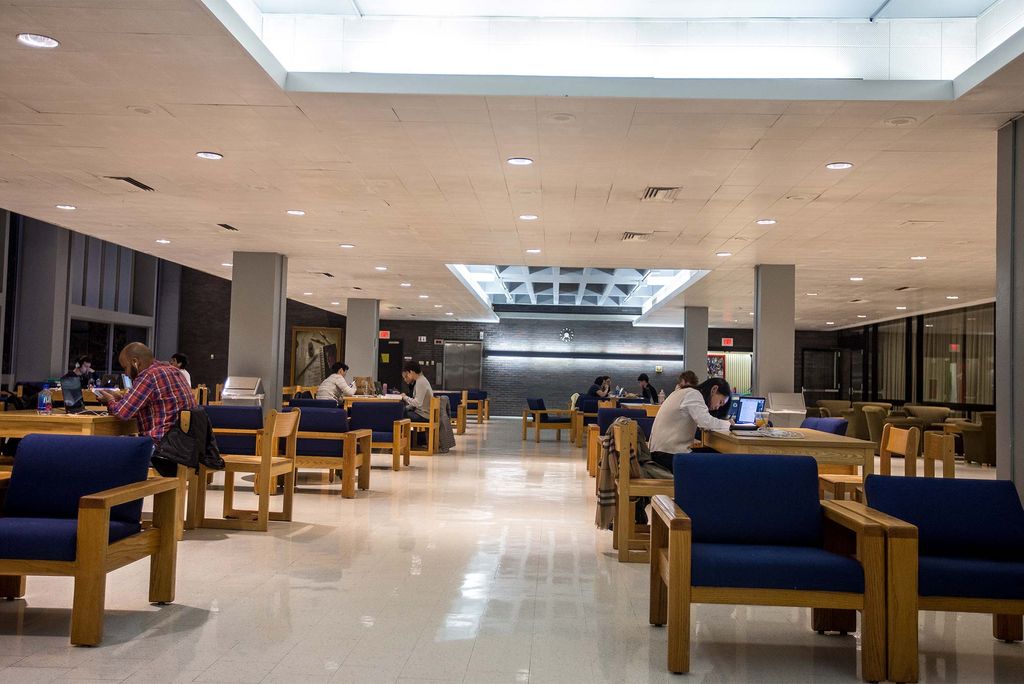 Students studying at Ziskind Lounge, Boston University George Sherman Union.