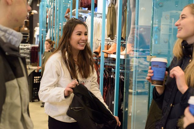 Students shop in Primark during Winter Orientation