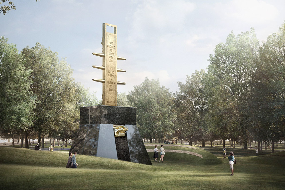 Artistic rending of Empty Pulpit Monument MLK monument in Boston by Barbara Chase-Riboud