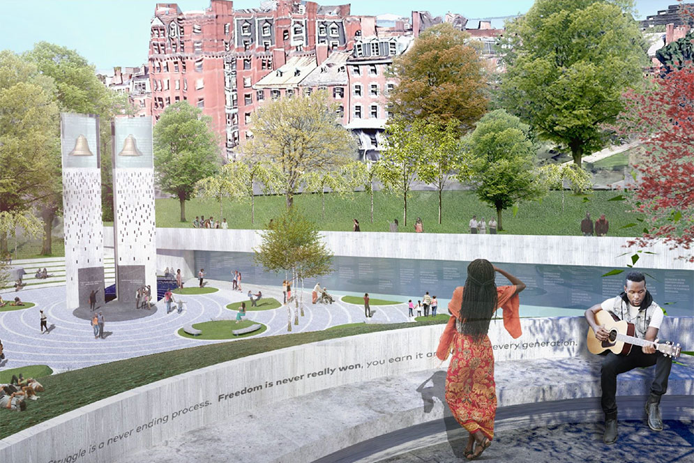 Artistic rendering of The Ripple Effects MLK monument in Boston by Wodiczko + Bonder